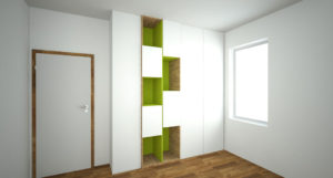 Pantová skříň na míru do dětského pokoje s otevřenou středovou částí