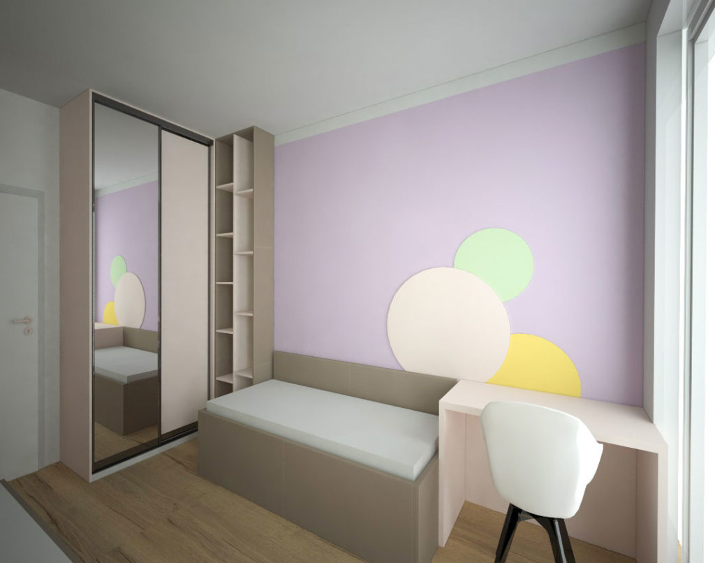 Vestavěná skříň rohová s postelí do dětského pokoje