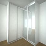 Skříň na míru s posuvnými zrcadlovými a bílými dveřmi