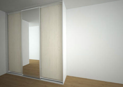 Vestavěná skříň s posuvnými dveřmi s jedním zrcadlem