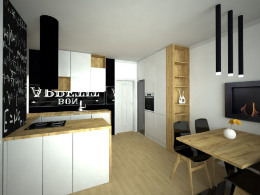 Návrh kompletního interieru vč. kuchyně a jídelního stolu Praha 4