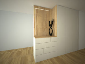 Návrh kompletního interieru vč. skříně do chodby Praha 5