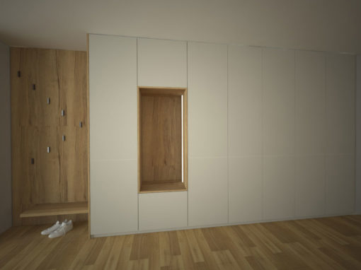 Návrh kompletního interieru vč. skříně s botníkem Praha 5