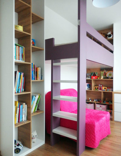 kompletni-interiery-realizace-Praha 9-017 Realizace kompletního interieru vč. patrové postele s rozkládacím křesílkem do dětského pokoje pro holčičku Praha 9