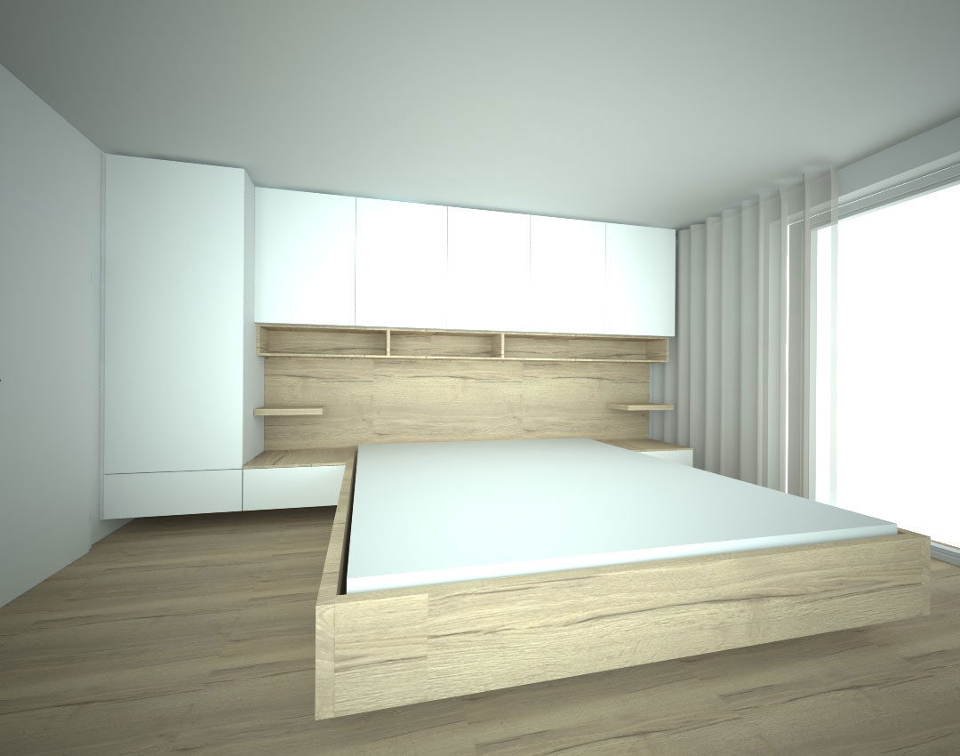 Pantová skříň do ložnice kolem postele