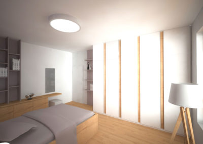 Moderní vestavěná skříň s pantovými dveřmi do ložnice