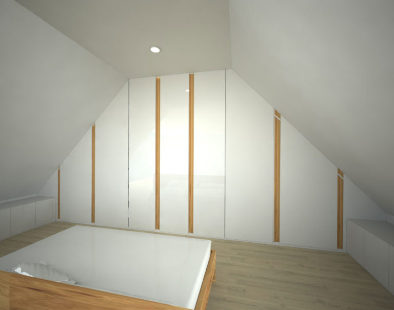 Moderní pantová skříň na míru do podkroví